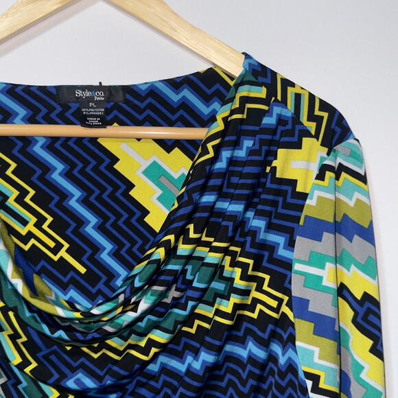 Style & Co long sleeve colorful sheer blouse women’s size petite large - Picture 3 of 8